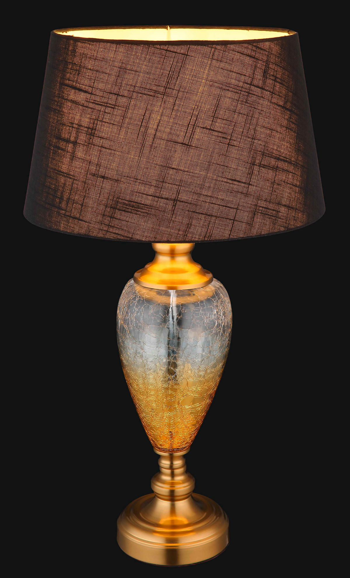 TISCHLEUCHTE - Klar/Messingfarben, Konventionell, Glas/Textil (38/66cm) - Globo