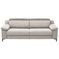 3-SITZER-SOFA in Chenille Ecru  - Ecru/Schwarz, Design, Textil/Metall (230/104/104cm) - Valdera