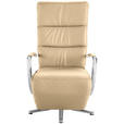 RELAXSESSEL in Leder Beige  - Chromfarben/Beige, Design, Leder/Metall (64/112/80cm) - Cantus