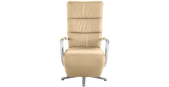 RELAXSESSEL in Leder Beige  - Chromfarben/Beige, Design, Leder/Metall (64/112/80cm) - Cantus