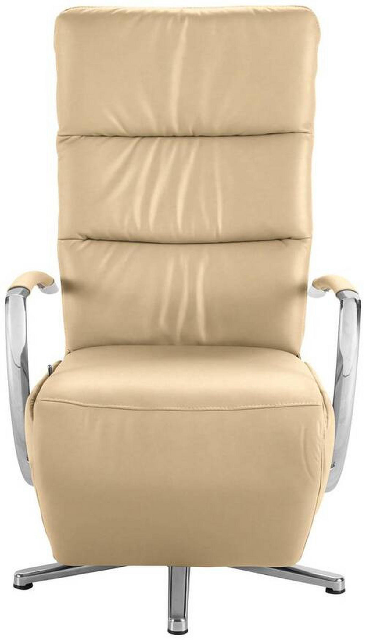 RELAXSESSEL in Leder Beige  - Chromfarben/Beige, Design, Leder/Metall (64/112/80cm) - Cantus