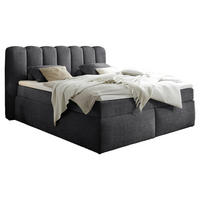 BOXSPRINGBETT 180/200 cm,  in Anthrazit, gepolstertes Kopfteil, Topper, Matratzen, H3 + H4 = fest + sehr fest  - Anthrazit/Schwarz, Lifestyle, Holzwerkstoff/Kunststoff (180/200cm) - Boxxx