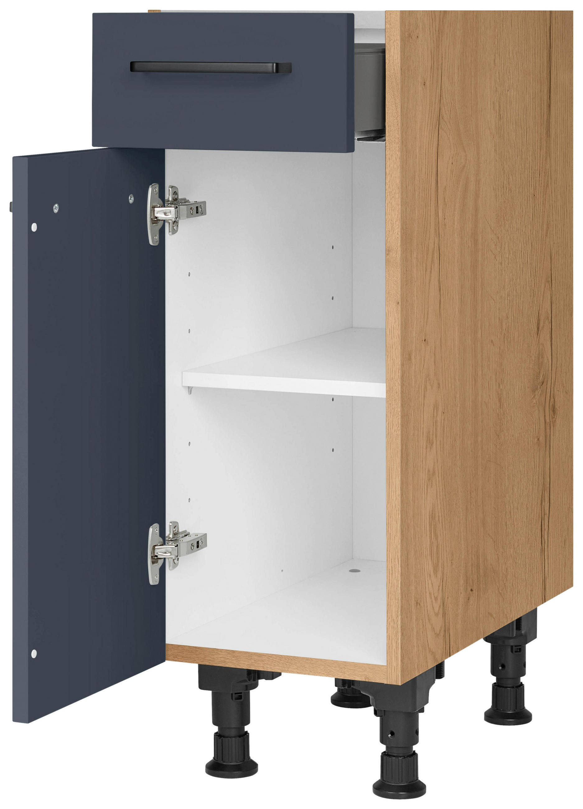 SCHUBKASTENUNTERSCHRANK 30/87/56 cm  in Blau, Eichefarben  - Blau/Eichefarben, MODERN, Holzwerkstoff/Metall (30/87/56cm) - Nobilia