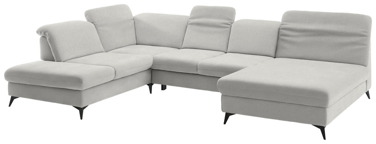 WOHNLANDSCHAFT Chenille Cappuccino  - Schwarz/Cappuccino, Design, Textil/Metall (255/369/198cm) - Beldomo Style