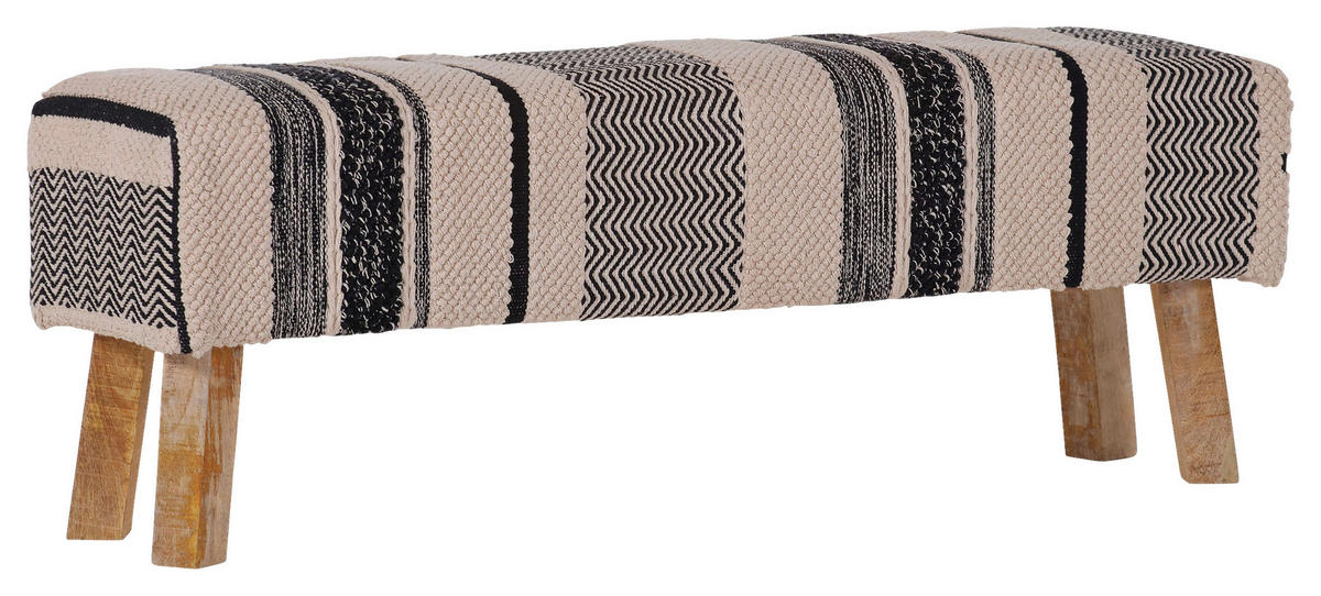 TABURETOVÁ LAVICE, textil, 140/47/33 cm - černá/přírodní barvy, Lifestyle, dřevo/textil (140/47/33cm) - Landscape