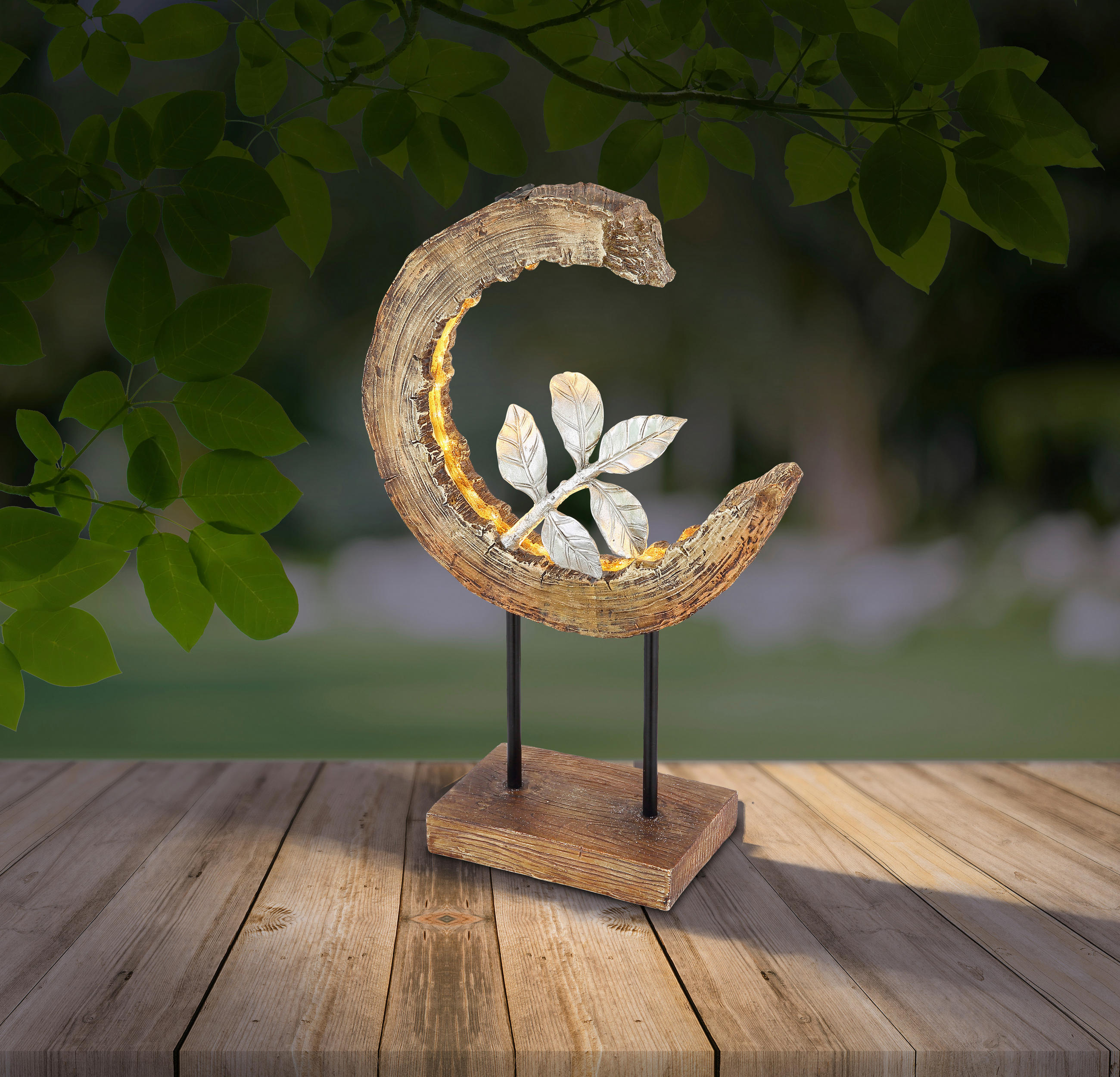 SOLARLEUCHTE - Silberfarben/Schwarz, Design, Kunststoff/Metall (24/10/52cm) - Globo