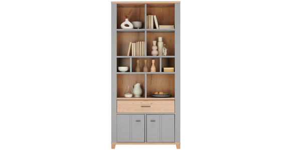 REGAL Grau, Eiche Artisan  - Graphitfarben/Eiche Artisan, Basics, Holzwerkstoff/Kunststoff (95/203/40cm) - Hom`in