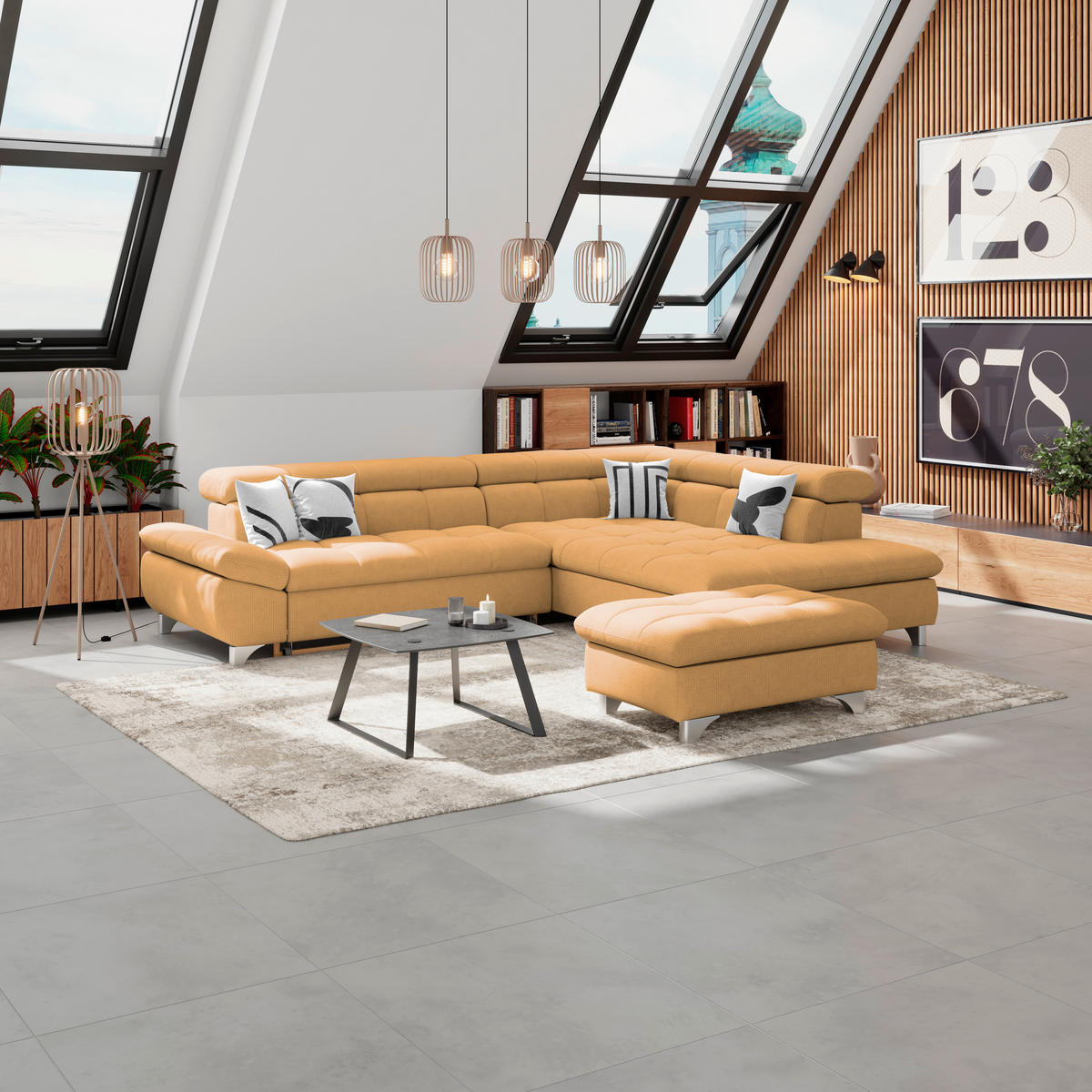HOCKER Chenille Goldfarben  - Chromfarben/Goldfarben, KONVENTIONELL, Textil/Metall (108/46/108cm) - Livetastic