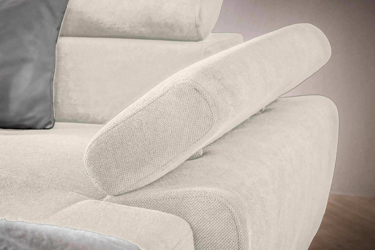 WOHNLANDSCHAFT inkl. Funktion Beige Flachgewebe  - Beige/Schwarz, MODERN, Textil/Metall (206/333/180cm) - Stylife