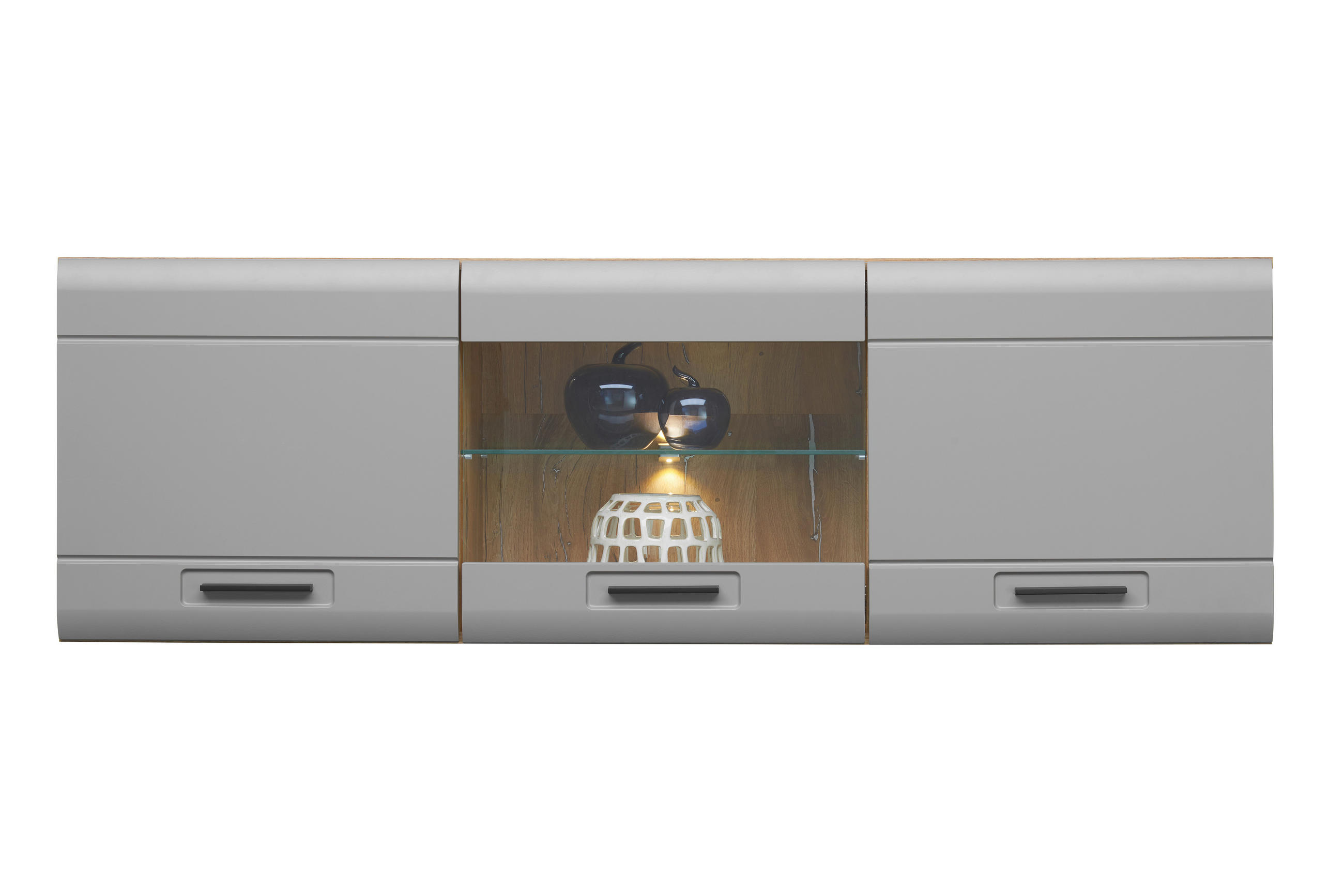 Hängevitrine Auris B: 164,3 cm Eiche/Basalt