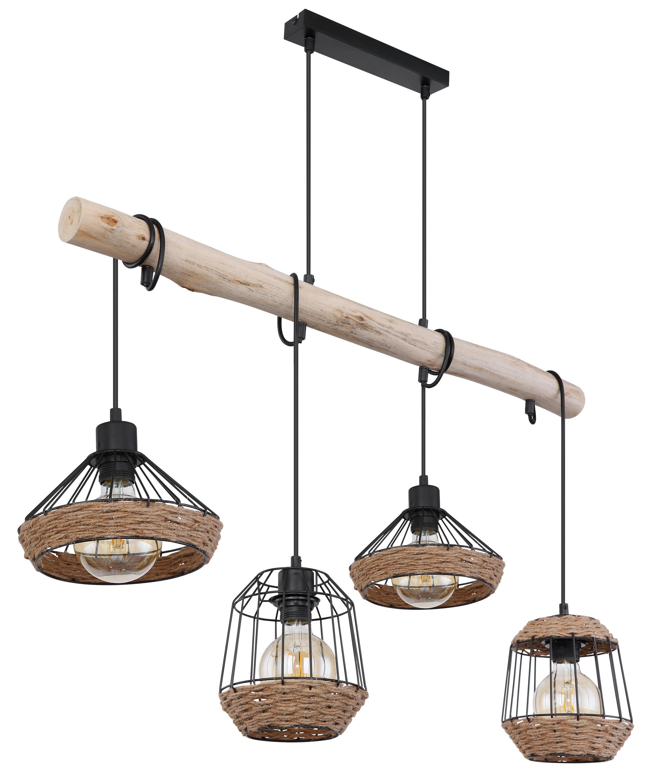 HÄNGELEUCHTE 105/21/120 cm   - Dunkelbraun/Schwarz, LIFESTYLE, Naturmaterialien/Holz (105/21/120cm) - Globo