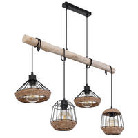 HÄNGELEUCHTE 105/21/120 cm   - Dunkelbraun/Schwarz, LIFESTYLE, Naturmaterialien/Holz (105/21/120cm) - Globo