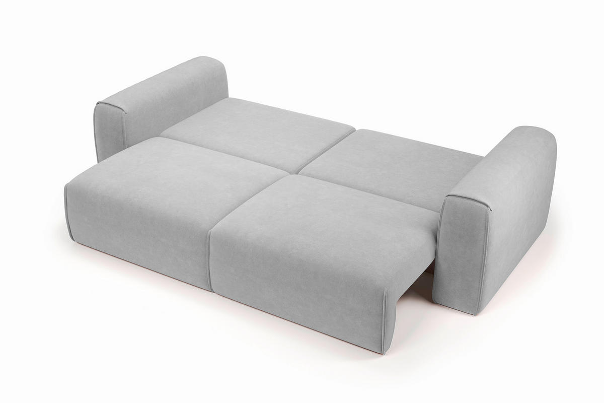 SCHLAFSOFA Tuzzi  mit Schlafen auf Sitzhöhe Velours Hellgrau  - Hellgrau/Schwarz, Basics, Kunststoff/Textil (252/94/105cm) - Livetastic