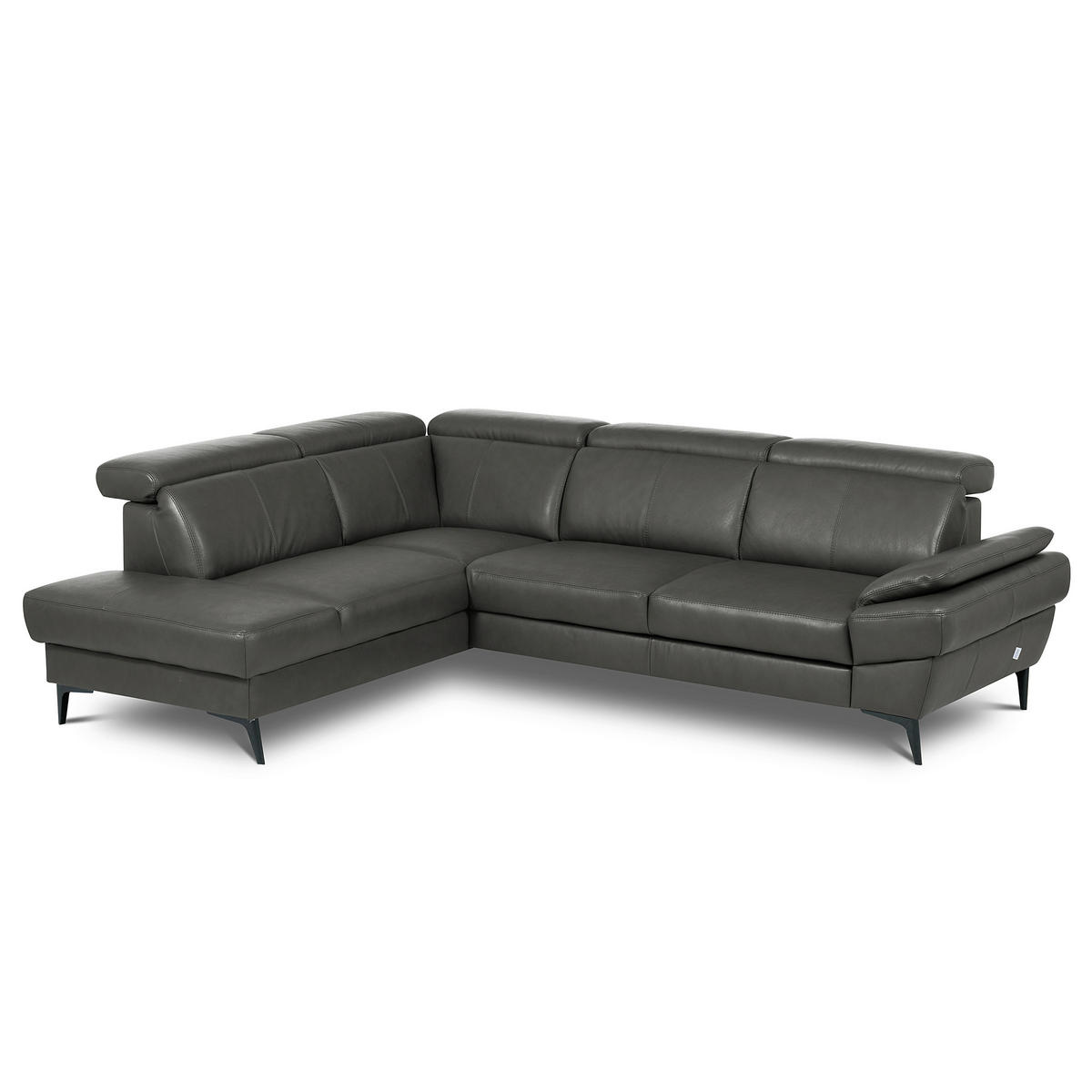 ECKSOFA  in Lederlook Echtleder Anthrazit  - Anthrazit/Schwarz, Design, Leder/Textil (211/264cm) - Livetastic