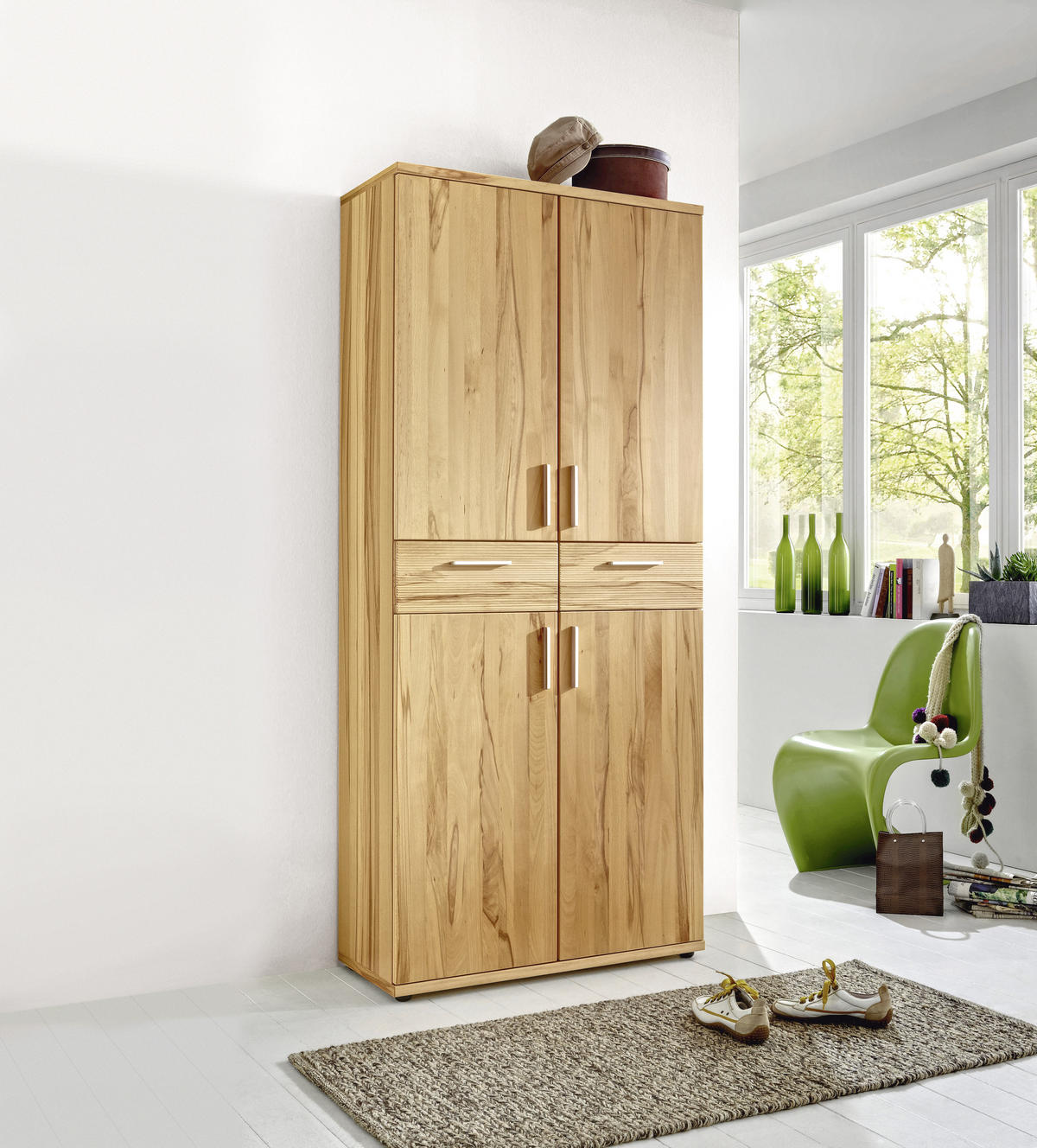 SCHUHSCHRANK Kernbuche furniert, teilmassiv Buchefarben  - Chromfarben/Buchefarben, Design, Holz/Kunststoff (84/191,5/39cm)