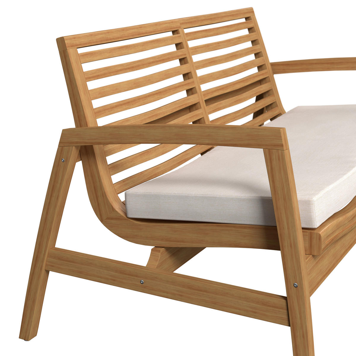 LOUNGEGARNITUR Teakholz Hartholz  - Beige/Naturfarben, Natur, Holz/Textil (138/73/71cm) - Ambia Garden