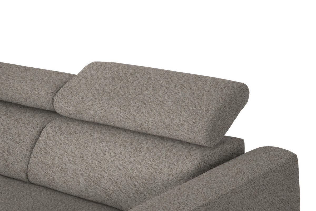 ECKSOFA in Webstoff Greige  - Greige/Schwarz, Design, Textil/Metall (205/280cm) - MID.YOU