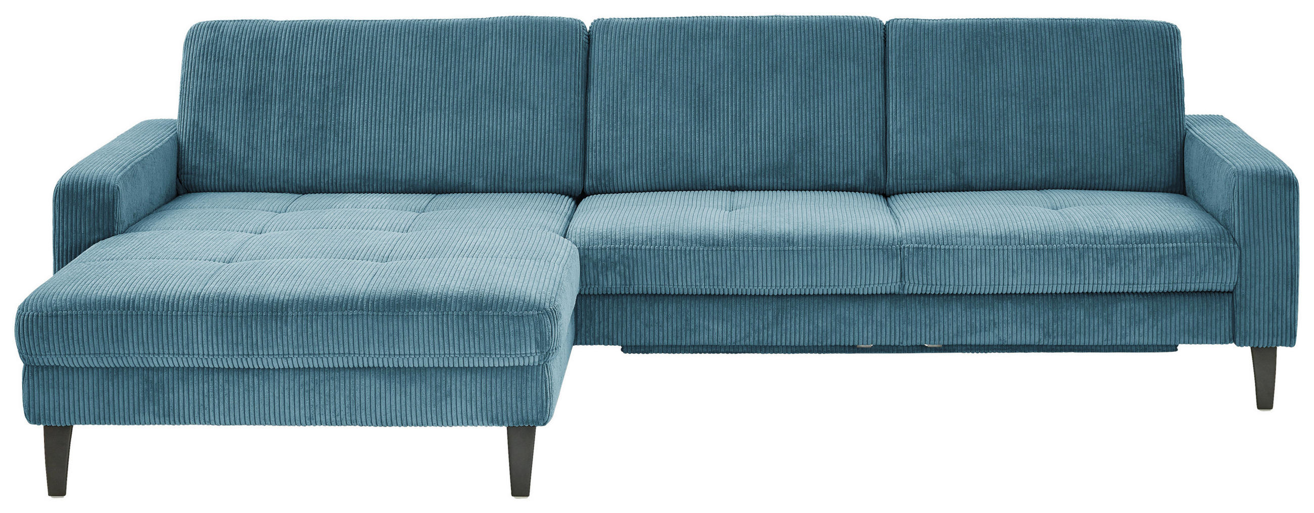ECKSOFA in Cord Petrol  - Petrol/Schwarz, Modern, Textil/Metall (177/302cm) - Beldomo Style