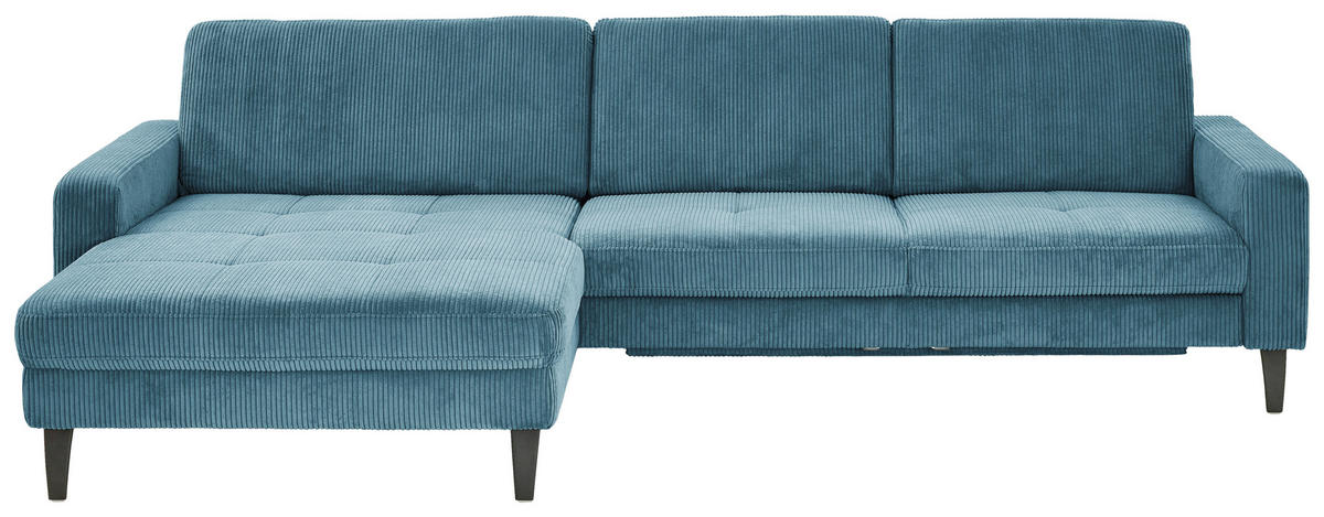 ECKSOFA in Cord Petrol  - Petrol/Schwarz, Modern, Textil/Metall (177/302cm) - Beldomo Style
