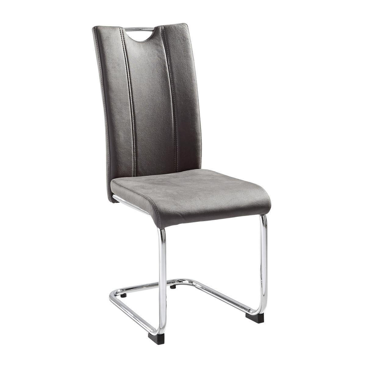 SCHWINGSTUHL  in Stahl Mikrofaser  - Chromfarben/Dunkelgrau, Design, Textil/Metall (43/99/58cm) - Ti'me