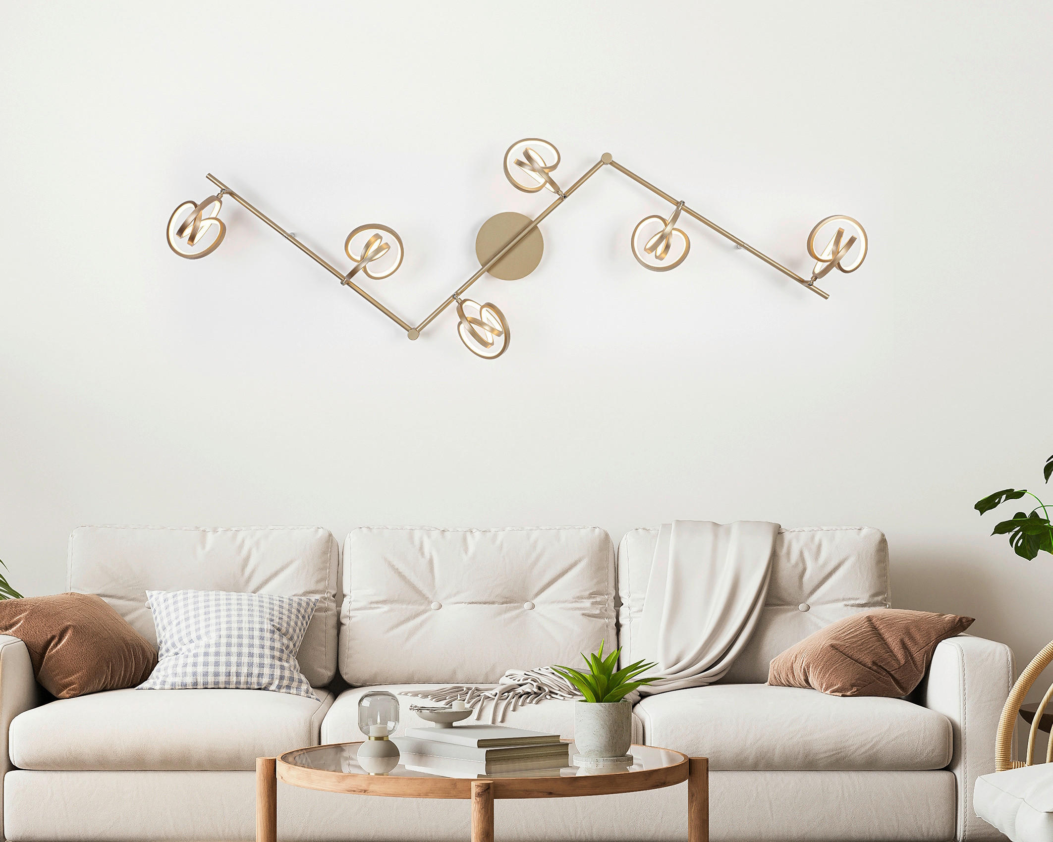 DECKENLEUCHTE 180/14/23,2 cm   - Weiß/Cappuccino, Trend, Kunststoff/Metall (180/14/23,2cm) - Novel