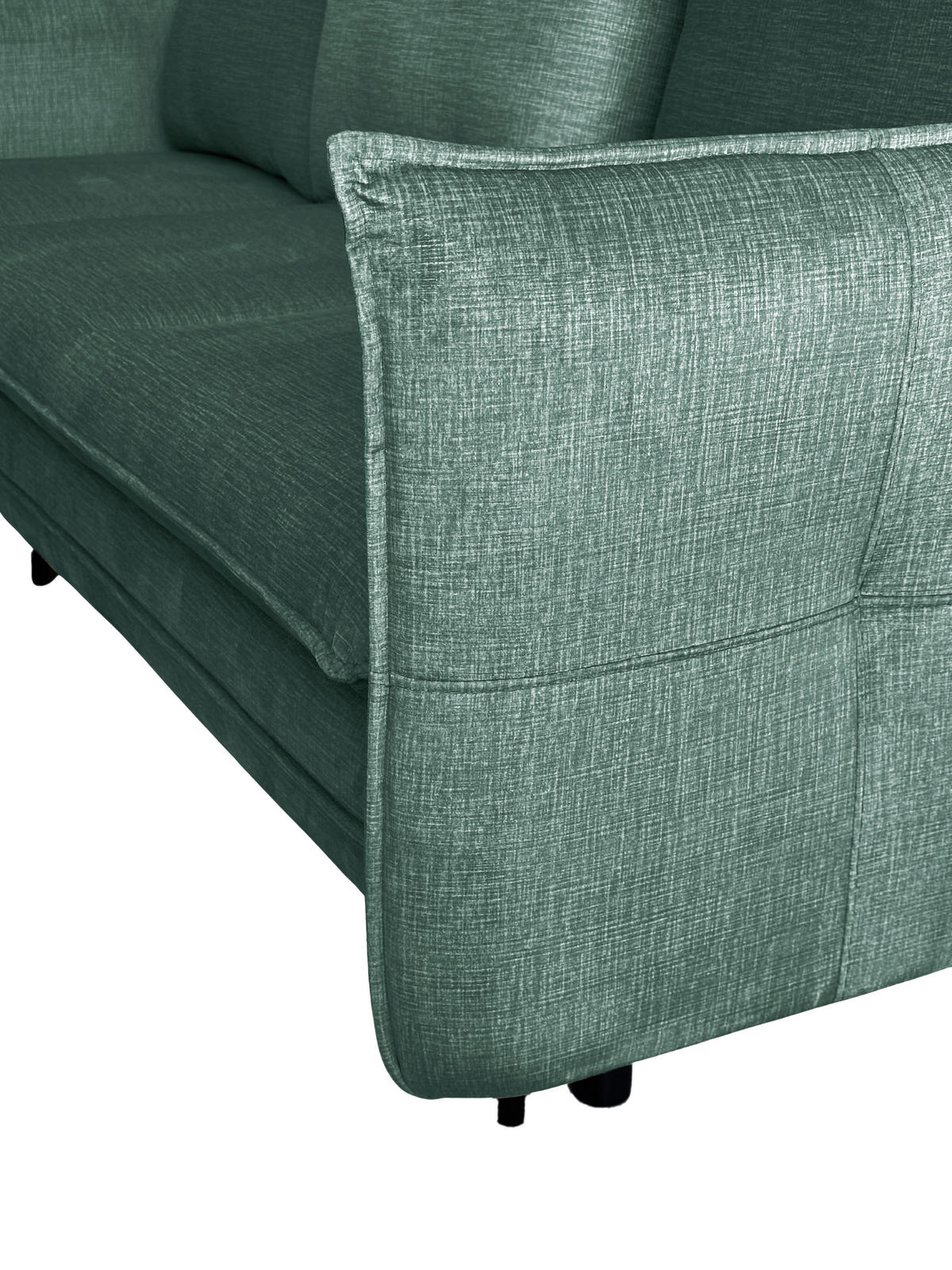 ECKSOFA Mintgrün Flachgewebe  - Schwarz/Mintgrün, Design, Holz/Kunststoff (170/235cm) - MID.YOU
