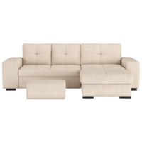 ECKSCHLAFSOFA in Mikrofaser Naturfarben  - Schwarz/Naturfarben, MODERN, Kunststoff/Textil (268/156cm) - MID.YOU