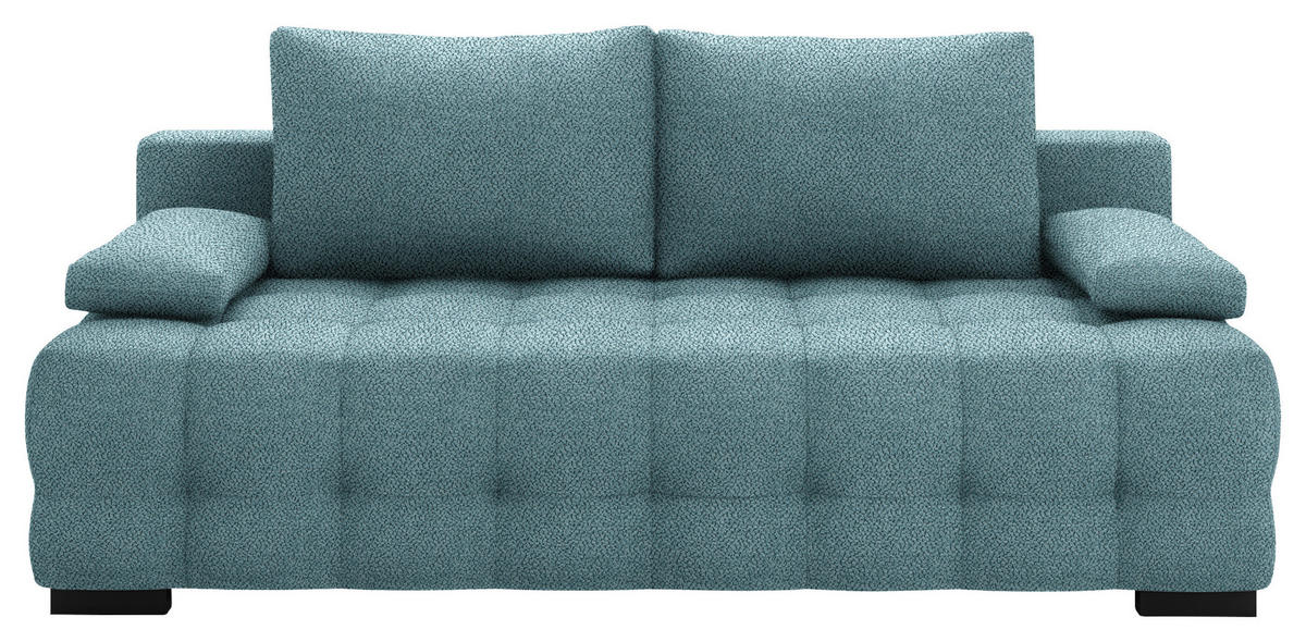 SCHLAFSOFA in Chenille, Plüsch Blau  - Blau/Schwarz, KONVENTIONELL, Kunststoff/Textil (209/96/100cm) - Stylife