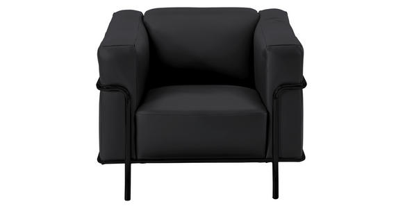 SESSEL in Echtleder Dunkelgrau, Fango - Fango/Dunkelgrau, Design, Leder/Metall (91/67/96cm) - Johann Jakob