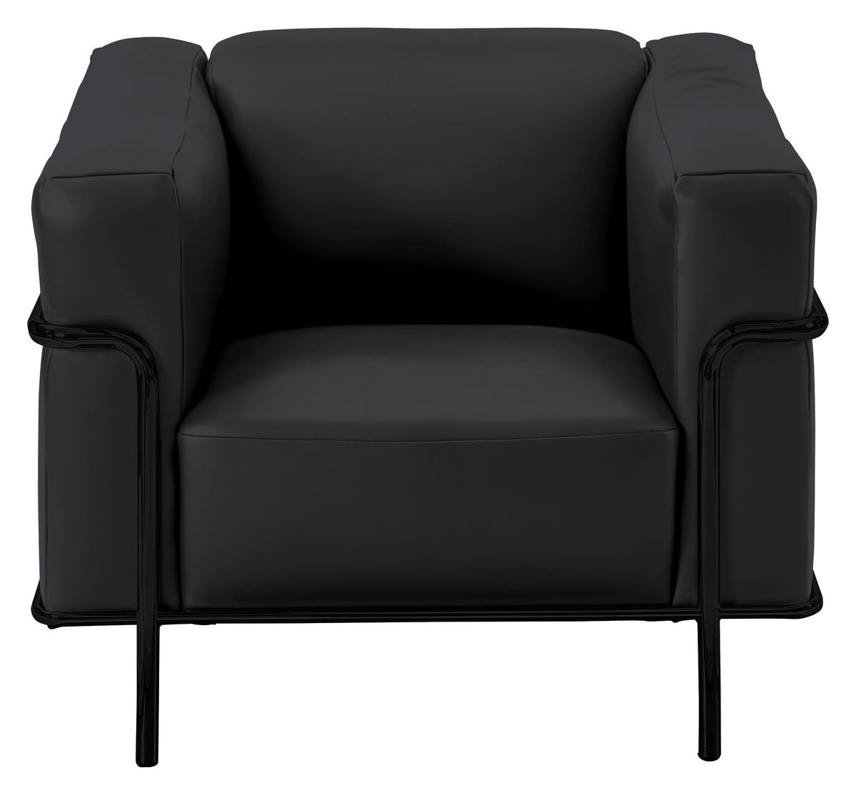 SESSEL in Echtleder Dunkelgrau, Fango  - Fango/Dunkelgrau, Design, Leder/Metall (91/67/96cm) - Johann Jakob
