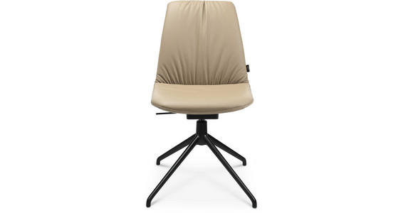 STUHL Echtleder Schwarz, Beige - Beige/Schwarz, Design, Leder/Metall (46/81,5-84,5/55cm) - Johann Jakob