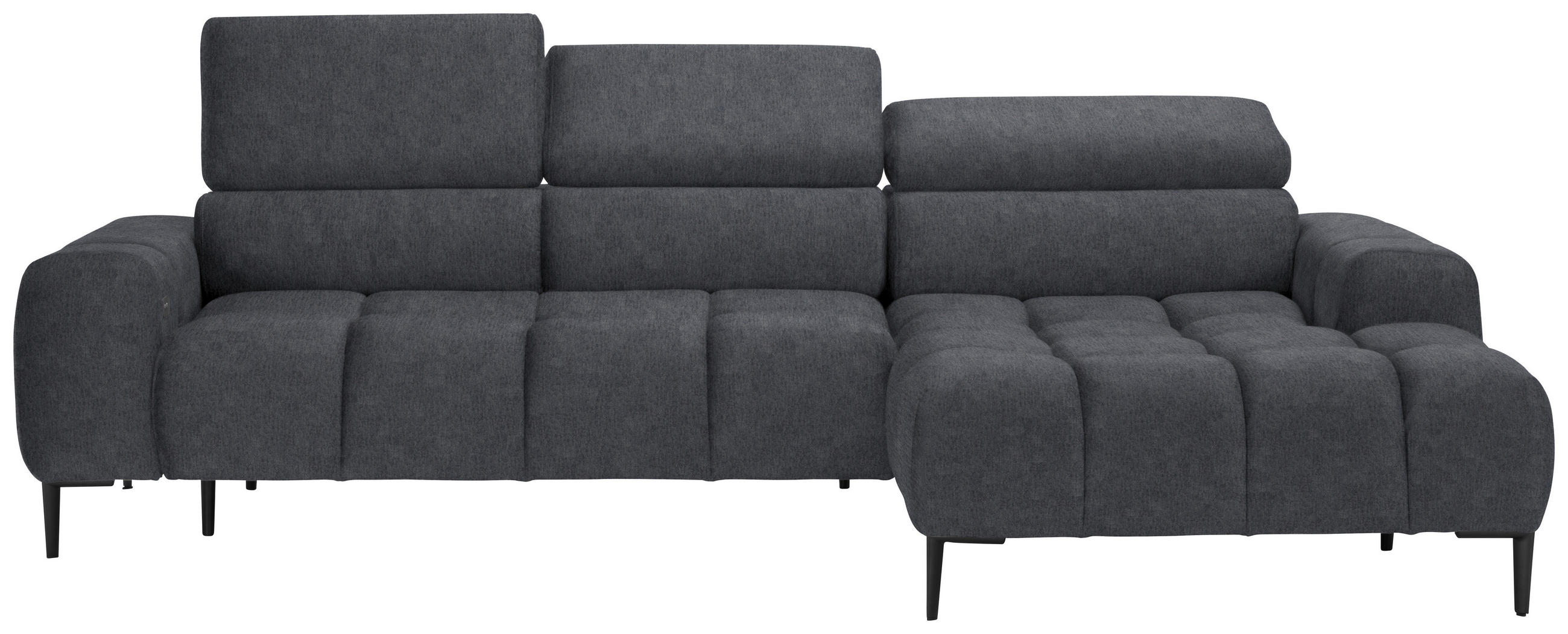 ECKSOFA Grau Samt, Webstoff  - Schwarz/Grau, Design, Textil/Metall (270/177cm) - Welnova