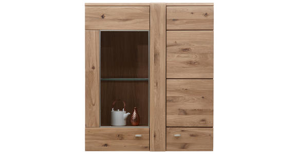 HÄNGEVITRINE in Eichefarben - Eichefarben/Alufarben, KONVENTIONELL, Glas/Holz (89/103,3/37,7cm) - Voleo