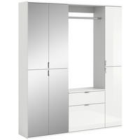 GARDEROBE 152/193/34 cm  - Weiss Hochglanz/Silberfarben, Modern, Glas/Holzwerkstoff (152/193/34cm) - MID.YOU