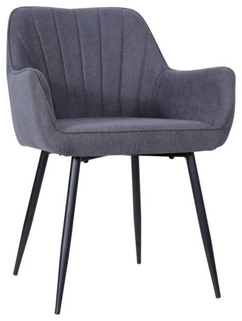 Armlehnstuhl Anna Schwarz/ Dunkelgrau Echtholz Beine