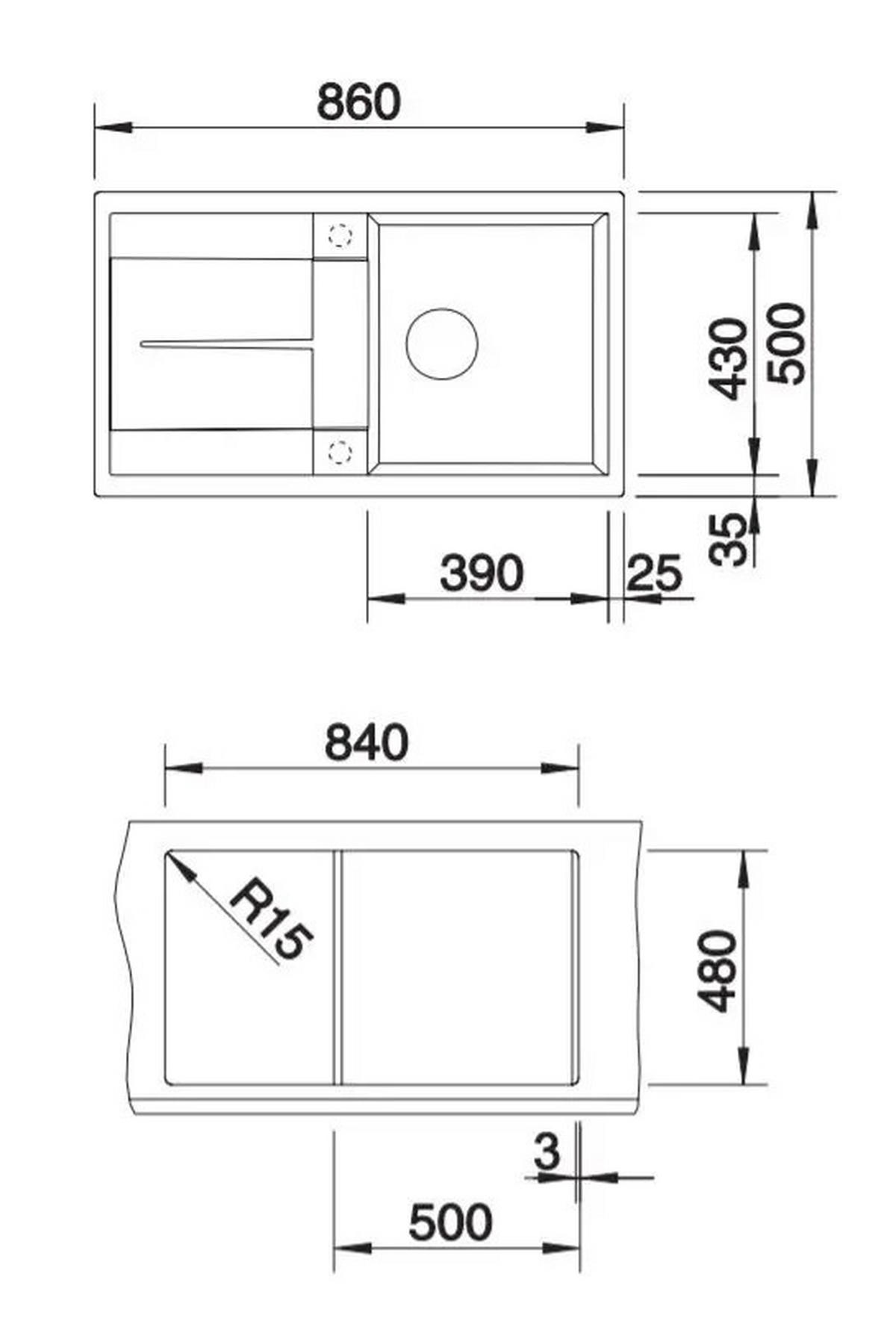 SPÜLE 518871  - Grau, Basics, Keramik (86/19/50cm) - Blanco
