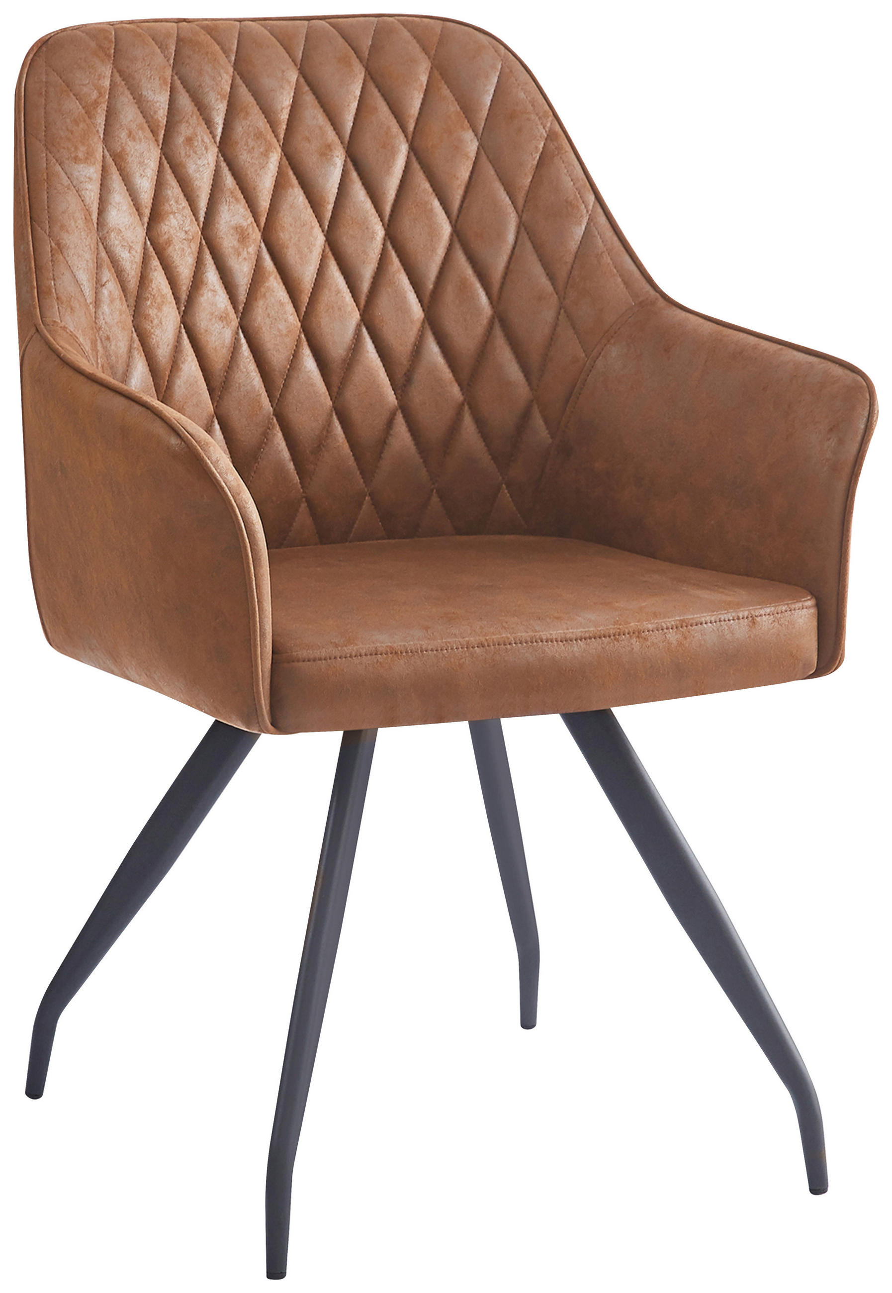 ARMLEHNSTUHL in Lederlook - Braun/Grau, MODERN, Textil/Metall (60/86,5/63,5cm) - Kayoom