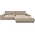 ECKSOFA Badia Base in Feincord Sandfarben  293/207 cm  - Sandfarben/Schwarz, Design, Textil/Metall (293/207cm) - Dieter Knoll
