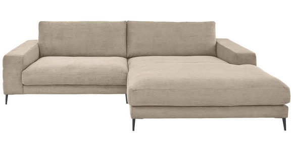 ECKSOFA Badia Base in Feincord Sandfarben  293/207 cm  - Sandfarben/Schwarz, Design, Textil/Metall (293/207cm) - Dieter Knoll