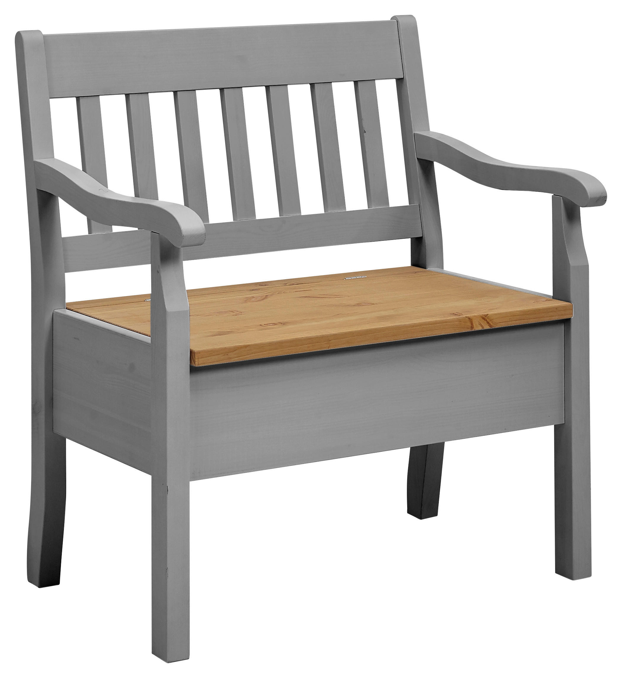 SITZBANK 83/93/58 cm Grau, Laugenfarbig Kiefer massiv  - Laugenfarbig/Grau, ROMANTIK / LANDHAUS, Holz (83/93/58cm) - Boxxx