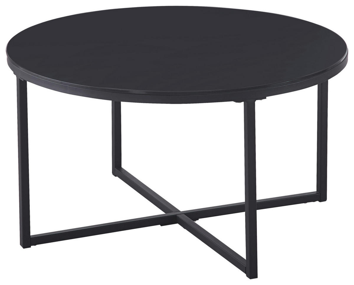 KONFERENČNÍ STOLEK, černá, kov, sklo, 80/80/45 cm - černá, Design, kov/sklo (80/80/45cm) - Carryhome