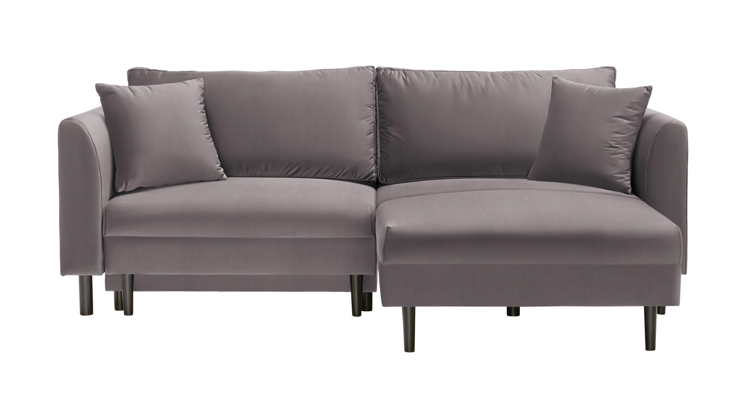 ECKSOFA Grau Velours  - Schwarz/Grau, Design, Holz/Textil (235/165cm) - Ti'me