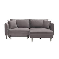 ECKSOFA Grau Velours  - Schwarz/Grau, Design, Holz/Textil (235/165cm) - Ti'me
