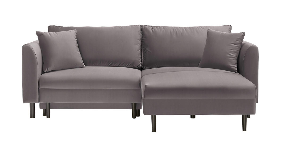 ECKSOFA Grau Velours  - Schwarz/Grau, Design, Holz/Textil (235/165cm) - Ti'me