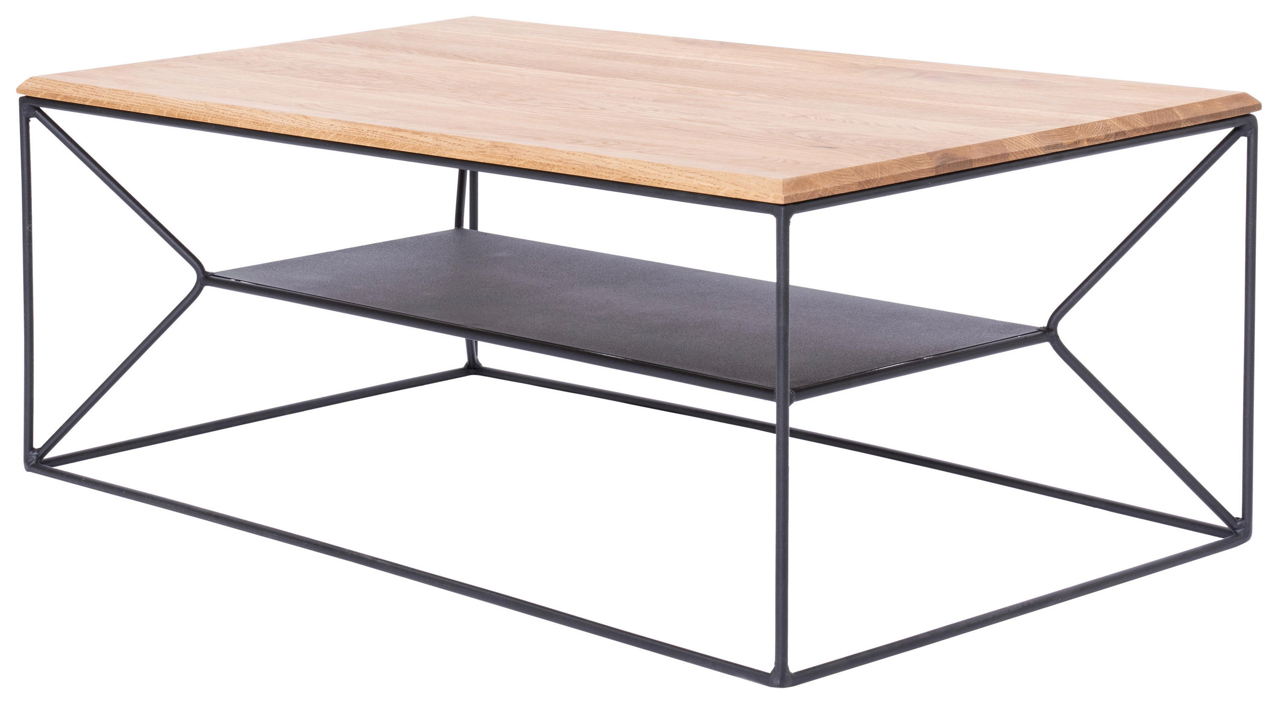 COUCHTISCH Eiche massiv rechteckig Naturfarben 110/40/60 cm  - Schwarz/Naturfarben, Basics, Holz/Metall (110/40/60cm) - MID.YOU