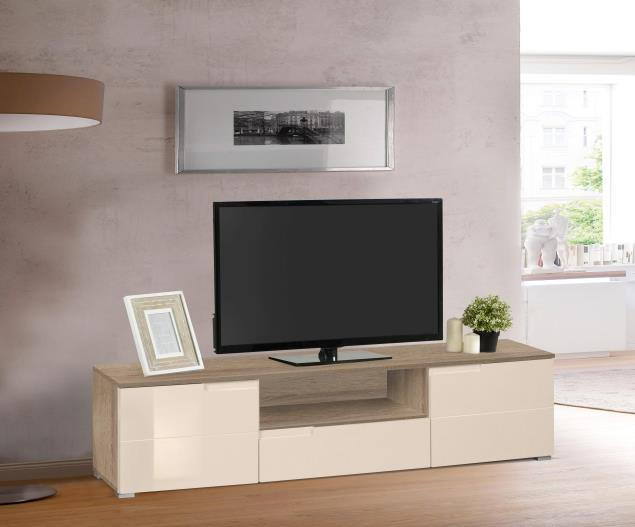 NISKA KOMODA   165/42/40 cm   bež, sonoma hrast   - sonoma hrast/siva, Moderno, pločasti materijal/plastika (165/42/40cm)