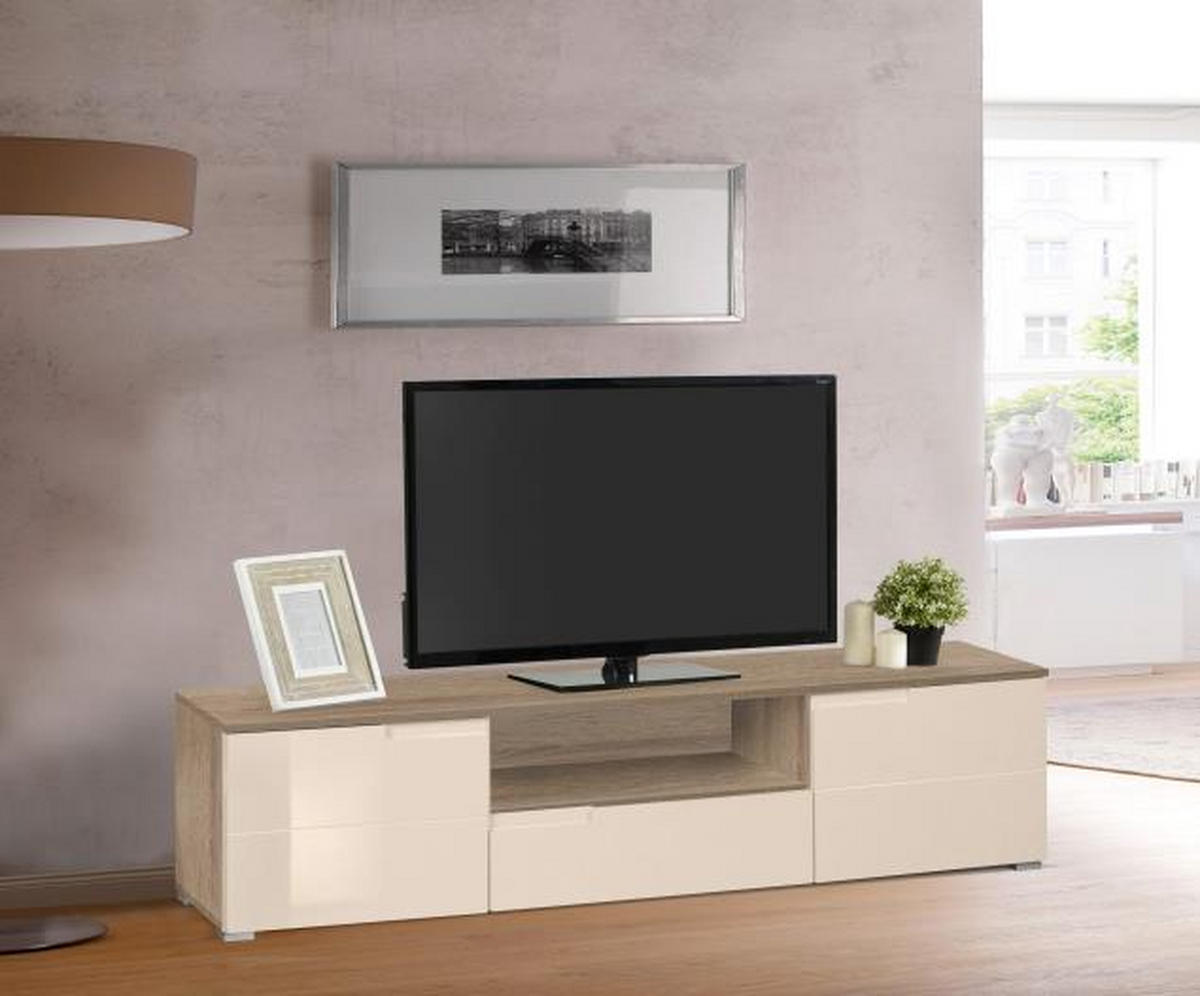 NISKA KOMODA   165/42/40 cm   bež, sonoma hrast   - sonoma hrast/siva, Moderno, pločasti materijal/plastika (165/42/40cm)