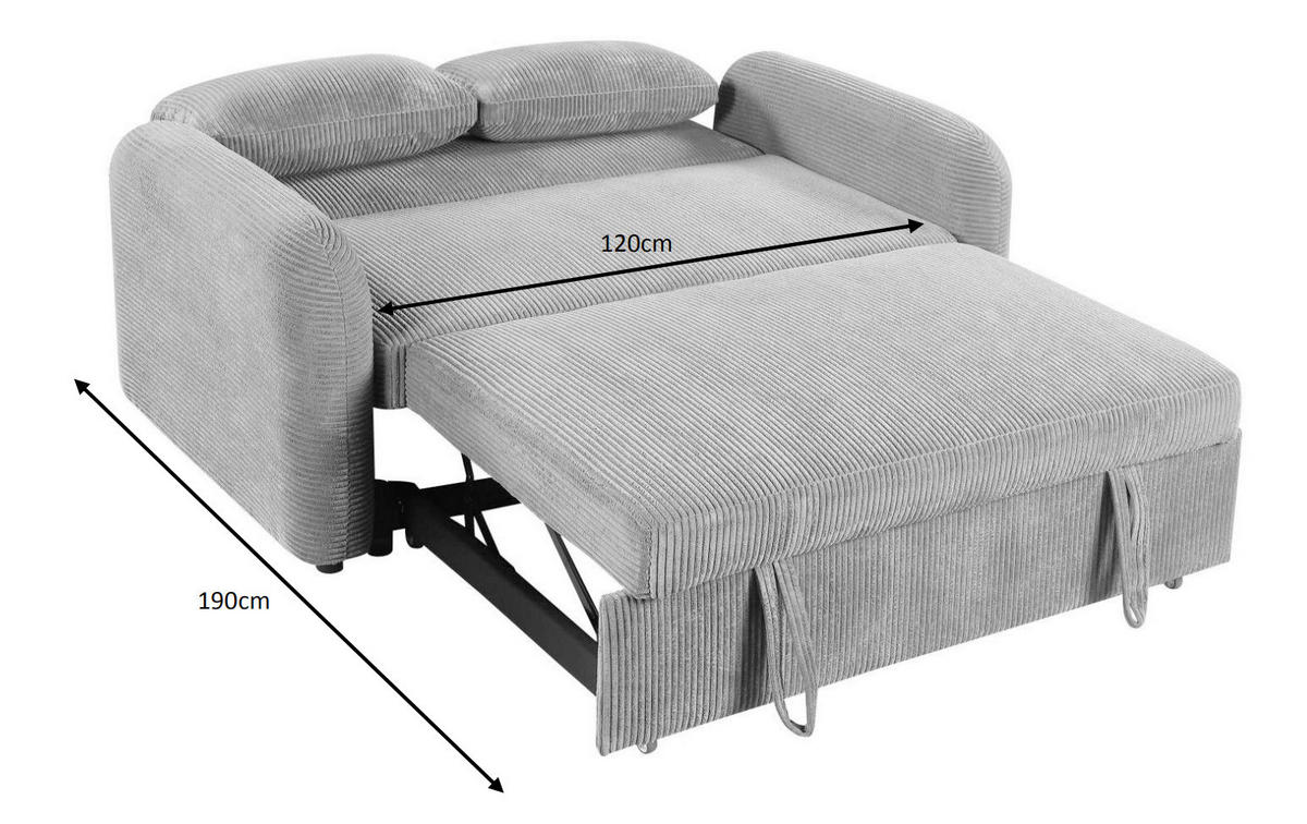 SCHLAFSOFA Cord Grün  - Schwarz/Grün, Design, Kunststoff/Textil (150/86/90cm) - MID.YOU