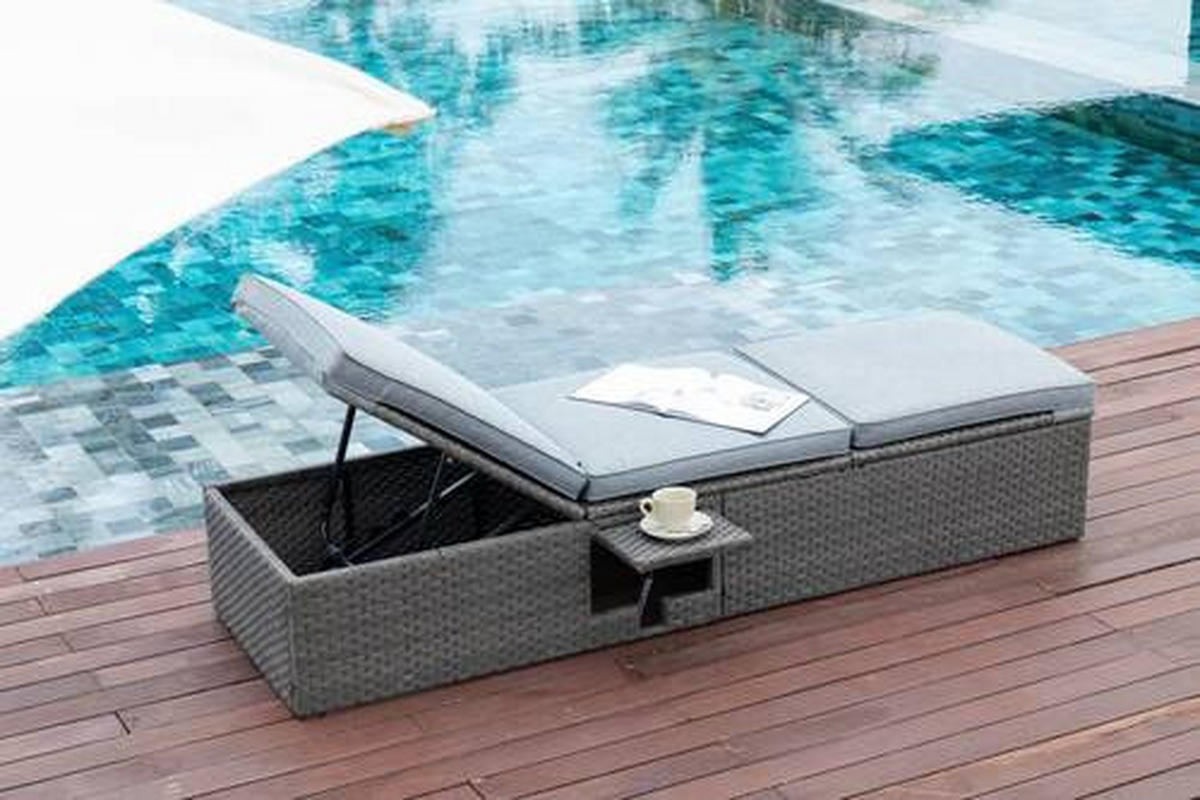 SONNENLIEGE 196.5/33.5/87.5/61 cm  - Grau, MODERN, Kunststoff/Textil (196.5/33.5/87.5/61cm) - Ambia Garden