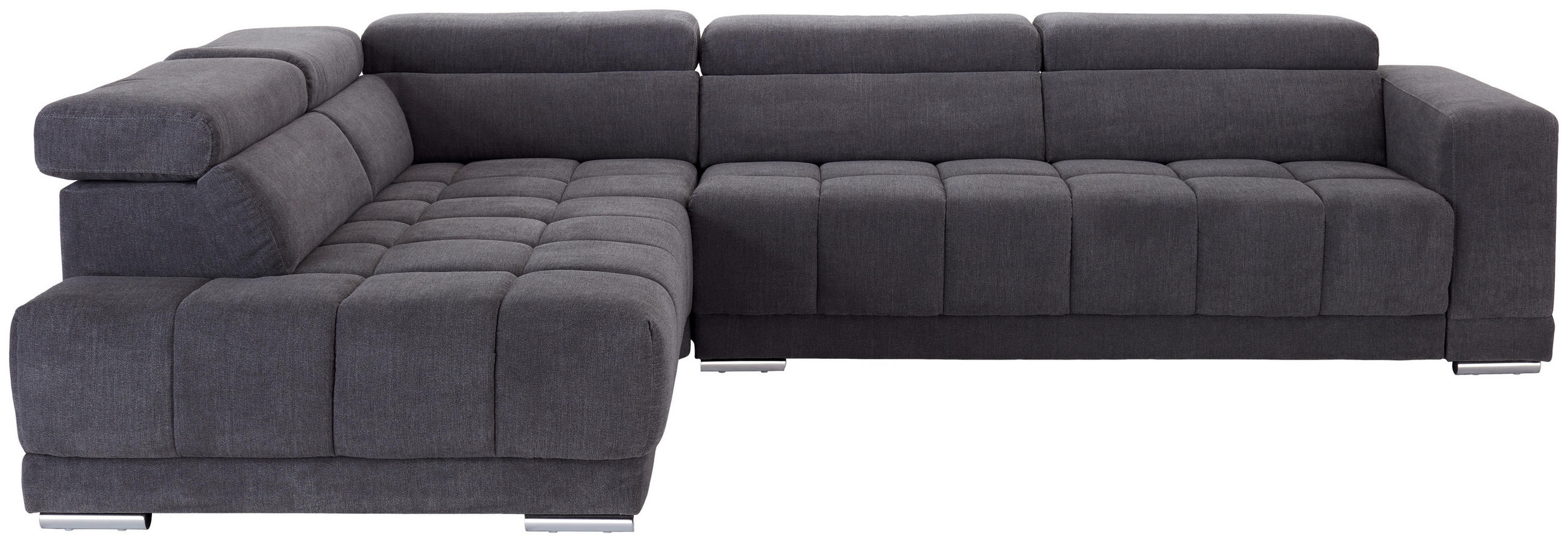 ECKSOFA HOGAN Grau Webstoff Kopfteilverstellung  - Silberfarben/Grau, MODERN, Textil/Metall (212/299cm) - Livetastic